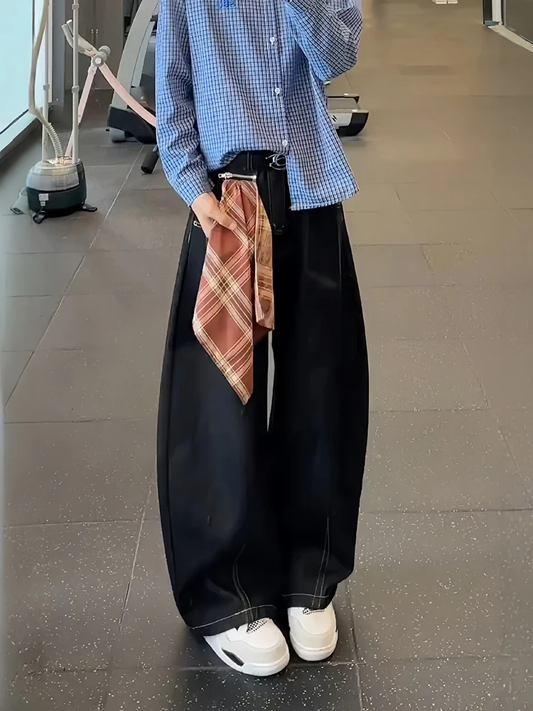 

Design Sensation Square Scarf Denim Wide Leg Straight Cut Jeans ex American High Street CleanFit Knife Pants