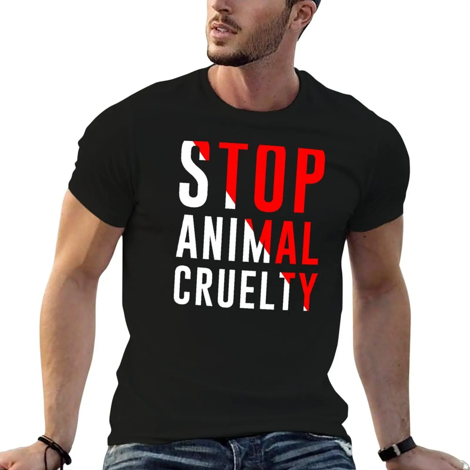 T-shirt Stop Animal Cruelty, t-shirt anime pour homme, t-shirt graphique, t-shirt décontracté pour homme