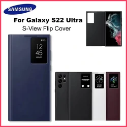 Original For SAMSUNG Galaxy S22 Ultra S-View Flip Cover card storage (antibacterial) Clear View Smartphone Cover genuine