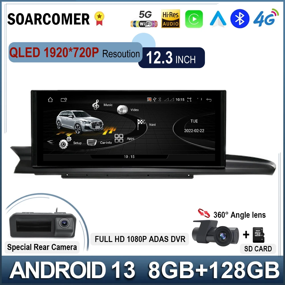 

12.3 Inch 1920*720P Android 13 System Car Multimedia Stereo For Audi A6 C7 A7 2012-2018 WIFI Carplay IPS Touch Screen GPS Navi