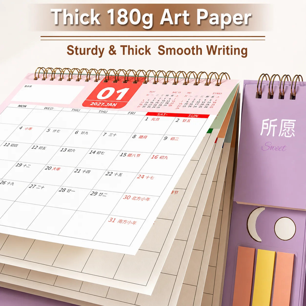Desk Planner Modern 2027 Calendar Monthly Planner Golden Year Of Goat Desk Calendar For Office Recording Study Desktop Note