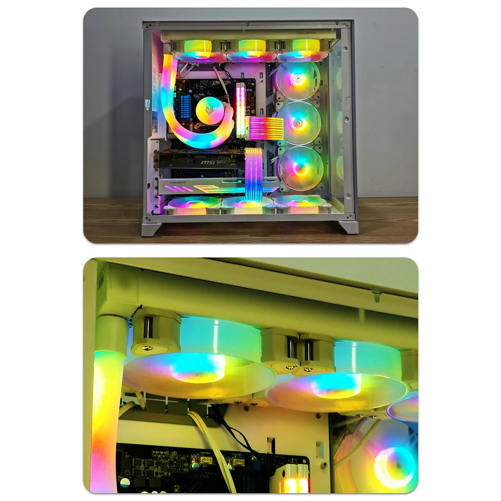 

12cm Chassis Cooler 16LED Lamp Beads Silent PC Case Cooling Fan 5V 3PIN ARGB 12V 4PIN PWM Speed Regulation Computer Accessories
