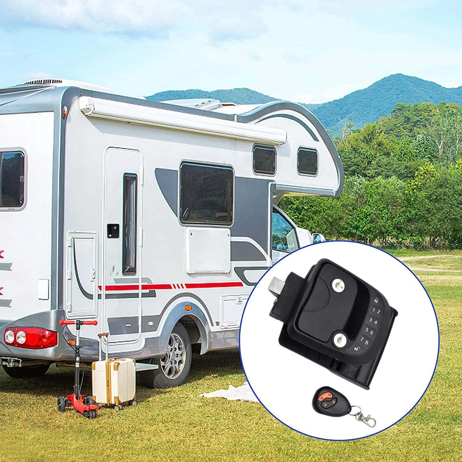 TYTXRVOEM Remote Control Password Three-in-one Rv Door Lock Double insurance Zinc alloy material anti-thef Caravan Password Lock