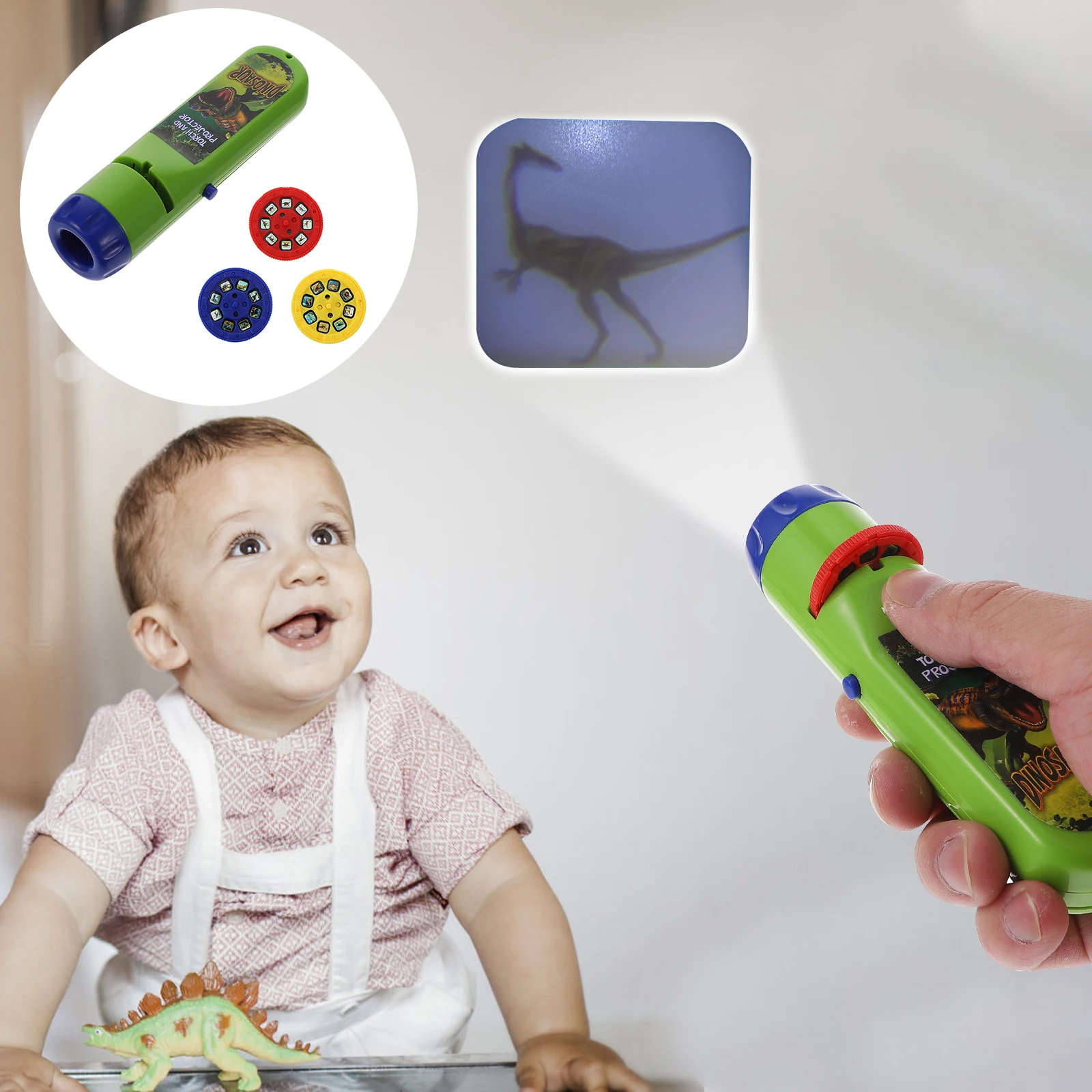 

Dinosaur Projector Toys Kids Flashlight Plastic Puzzle Slides Tracing Projection Plaything Educational Safe Surface Longevity