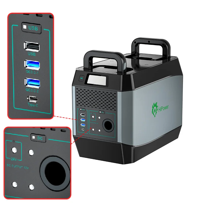 

Hot selling Hipower 1000W daily standard energy storage power supply 360000mA portable outdoor power emergency power station