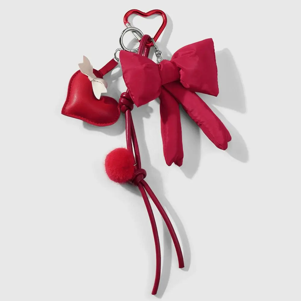 Trendy Stuffed Cute Bow Keychain Decoration Heart Bag Pendant Cherry Watermelon Car Key Ring Gift