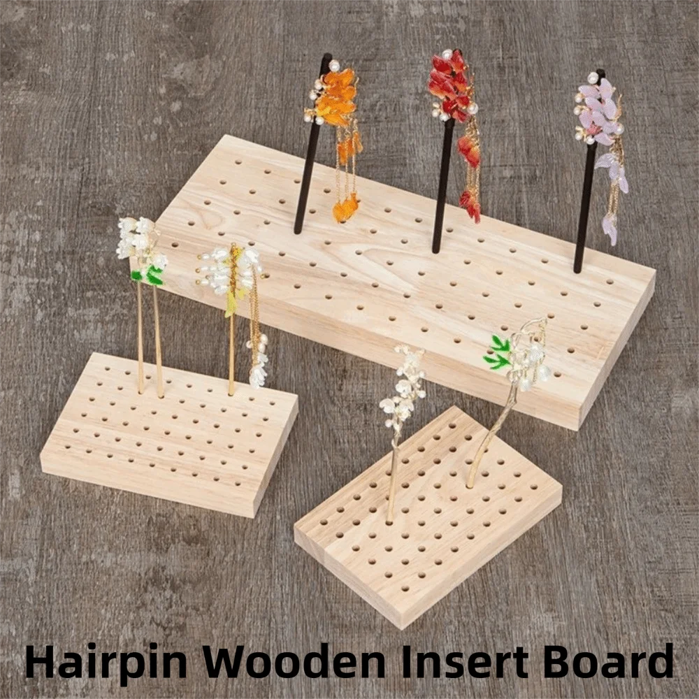 54/65 Slots Hairpin Wooden Insert Board 5mm Display Trays DIY Storage Board Space-Saving Organizer Ultra-light Drying Stand DIY