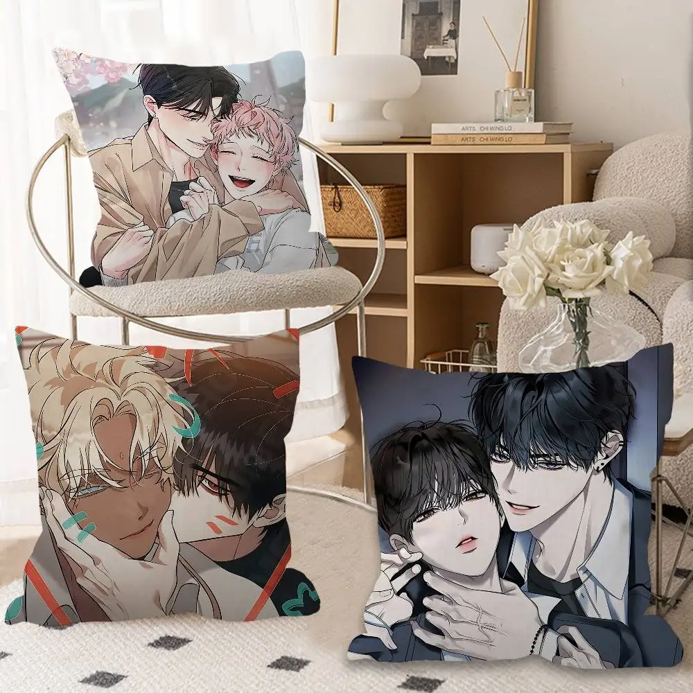 Korean Manhwa BL Anime Pillow Gift Home Office Decoration Bedroom Sofa Car Cushion Cover Case 45x45