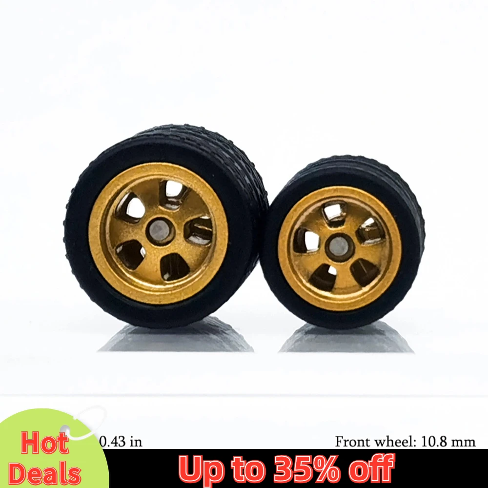 1/64 Model Car Wheels with Rubber Detachable Tires Blade Spoke Refitting Parts for Hot Wheels Matchbox D:11mm+13mm 1 Set