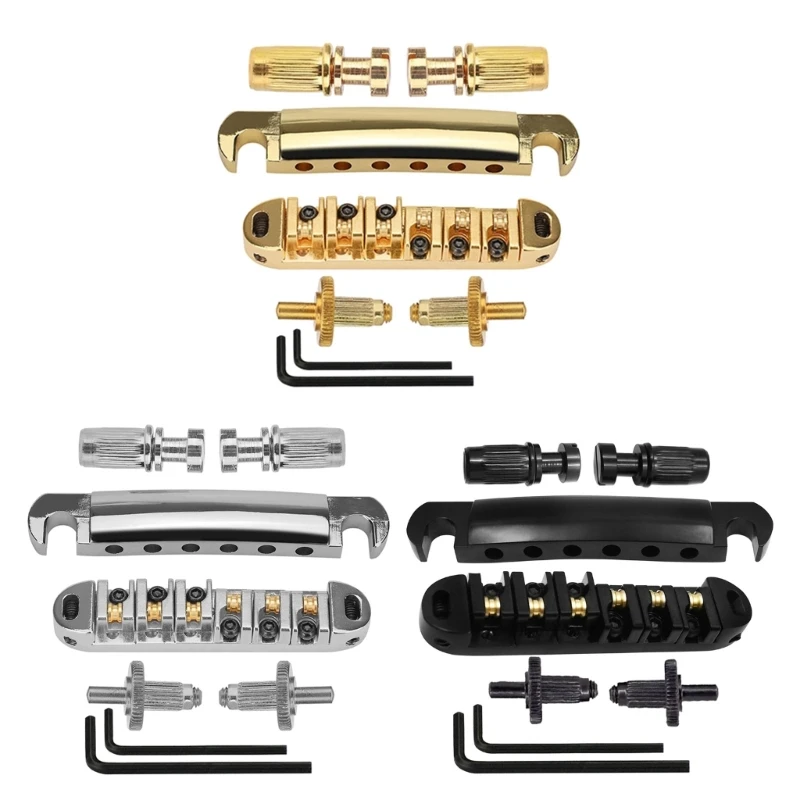 

1 Set of 6-String Guitar Tune O Matic Bridge and Tailpiece with Posts for Electric Guitar Replacement Accessories