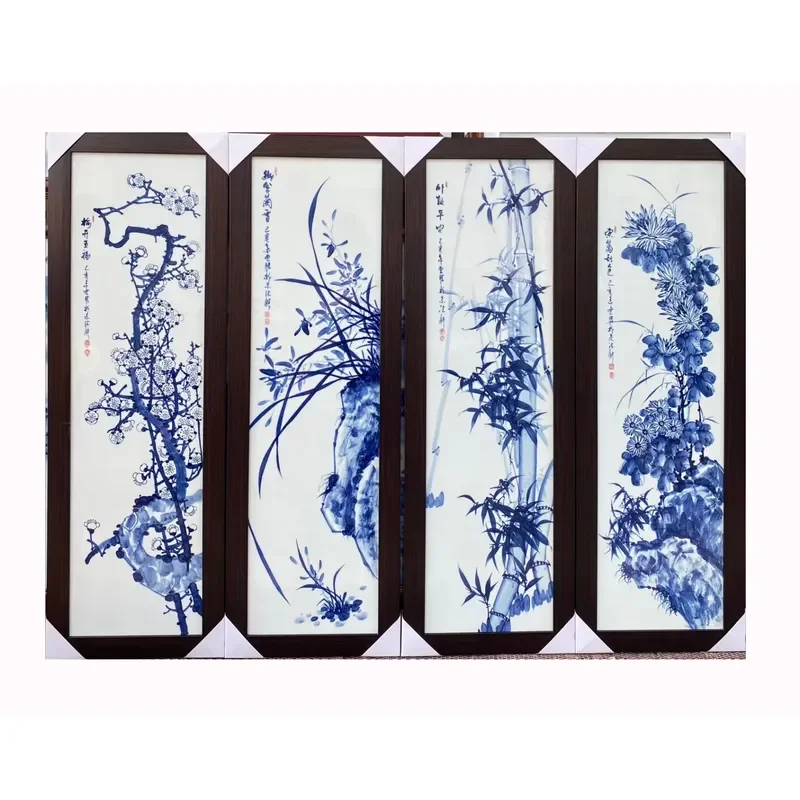 Arte de Parede Chinesa Decorativa Pintada à Mão em Porcelana Azul e Branca, Pintura de Arte de Parede Jingdezhen, Decorações para Casa em Cerâmica