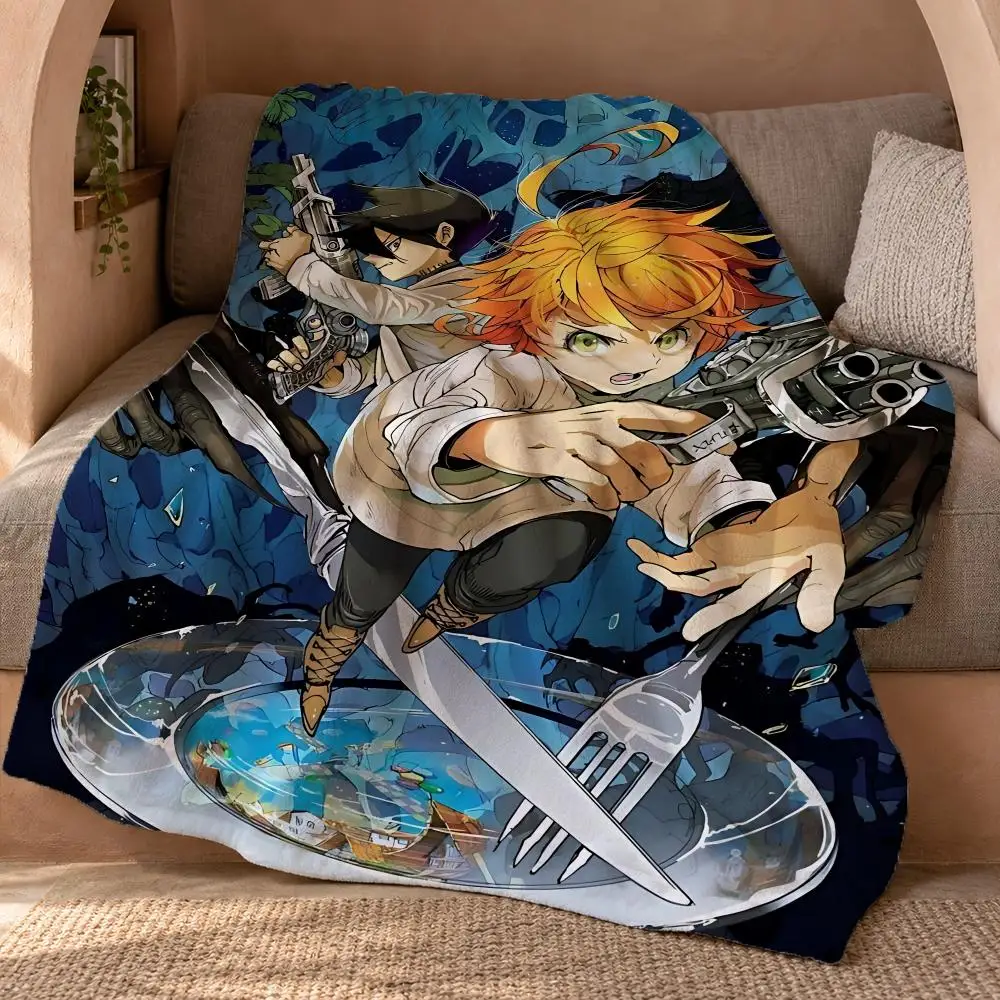 Retro Anime The Promised Neverland Throw Double Sided Flannel Throw Blanket Soft Travel Camping Sofa Bed Home