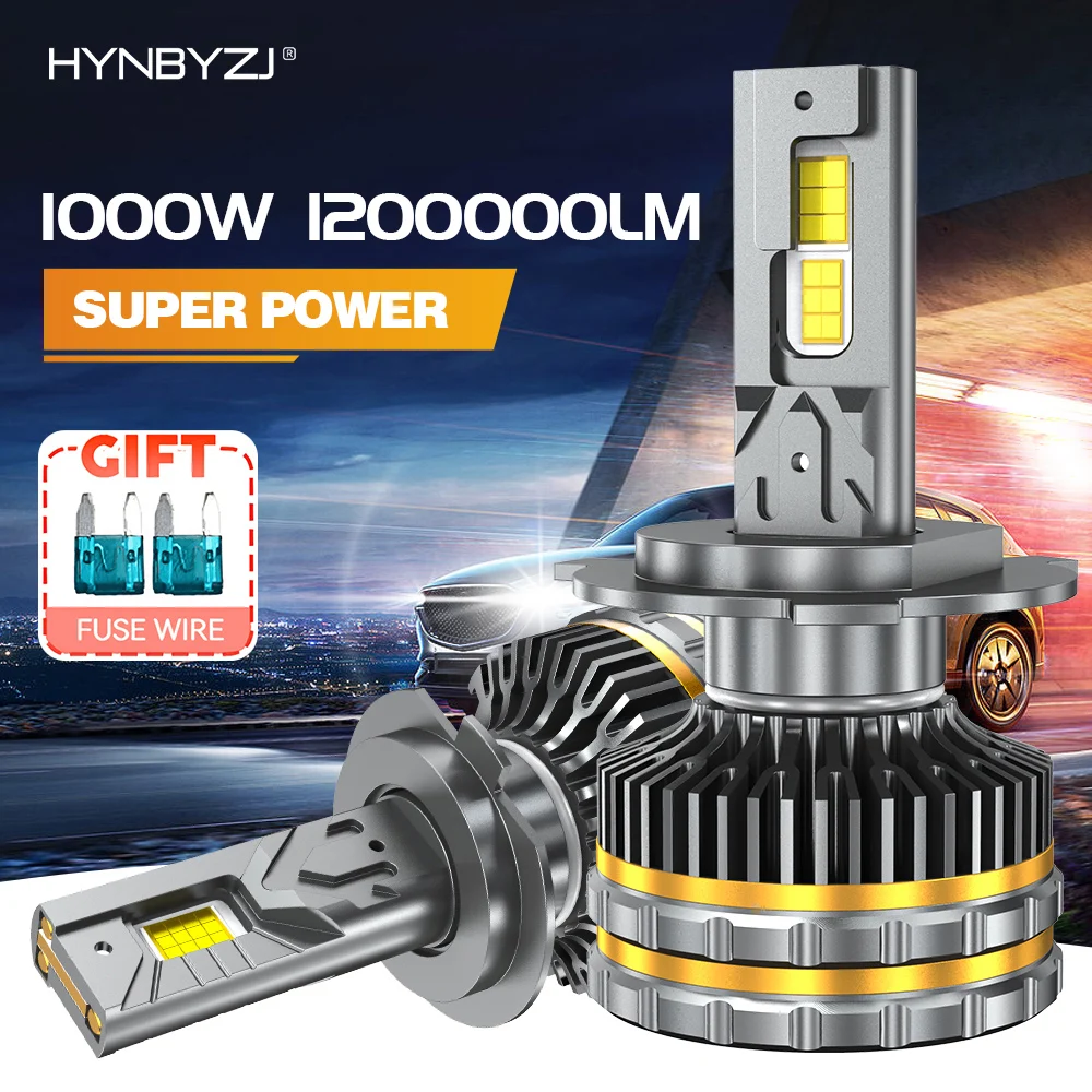 HYNBYZJ 6000K 1000W H7 H4 H11 Led Lamp 3 Copper Tube Led Lights For Car H1 H13 HB3 9005 HB4 9006 9012 9007  Led Headlight Bulb