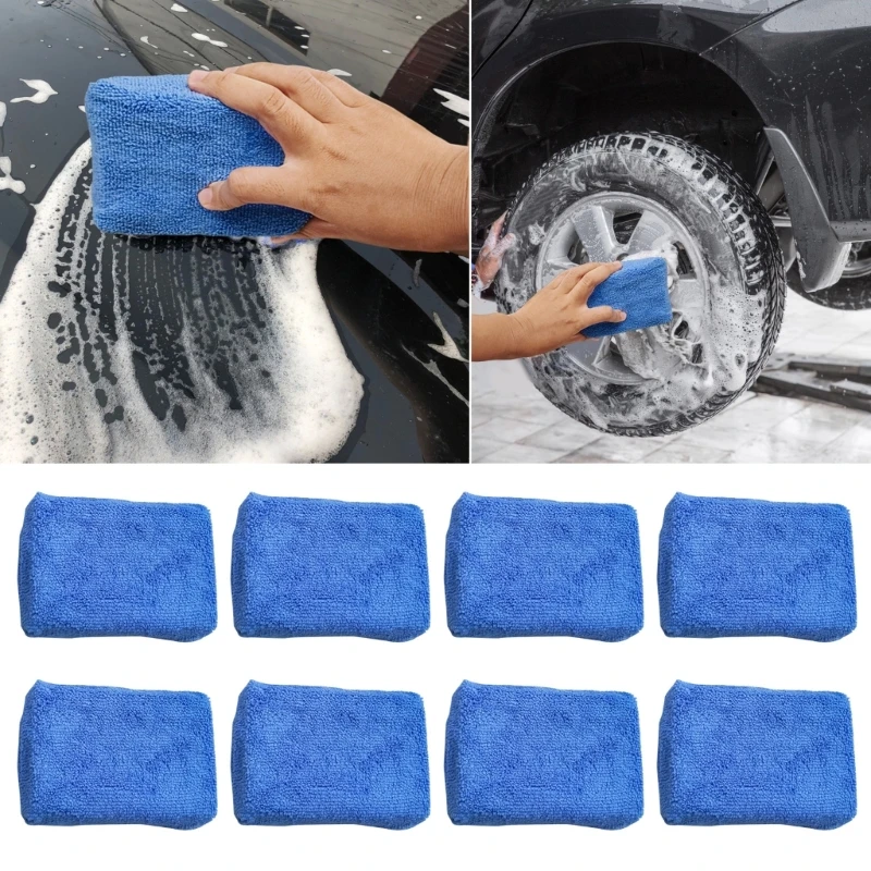 

8pcs Car Wash Sponge and Cleaning Pads used for Effortless Wax Sealant Sealant