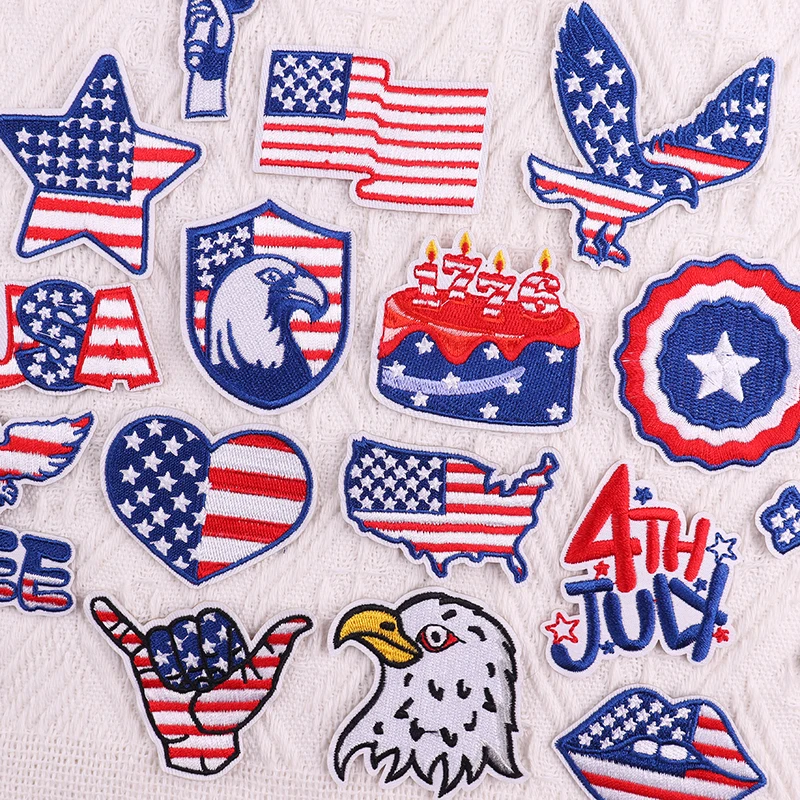 American Independence Day Embroidery Patches For Clothes July 4th Eagle Iron On Patch Thermoadhesive Patch Decoration Stickers