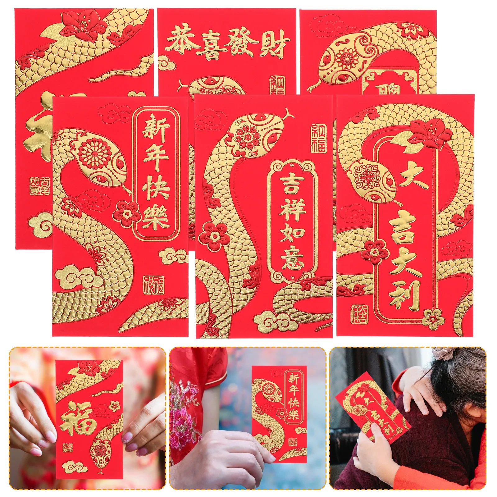 

36Pcs Creative Red Packets Chinese New Year Decorations Paper Money Bags Year of 2025 Red Envelopes Birthday Celebration Gift