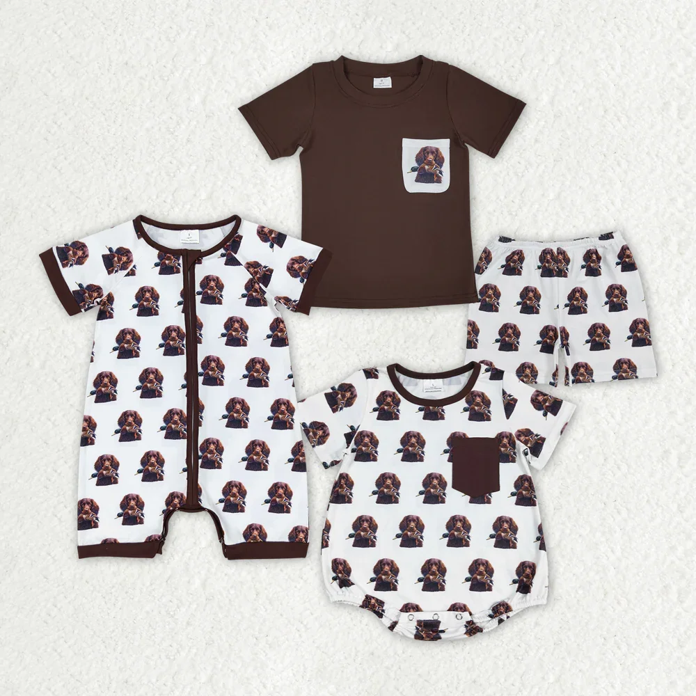 

BSSO0936 Wholesale Matching rompers baby boy clothes short sleeve shorts set Summer Boutique kids clothes boy sets