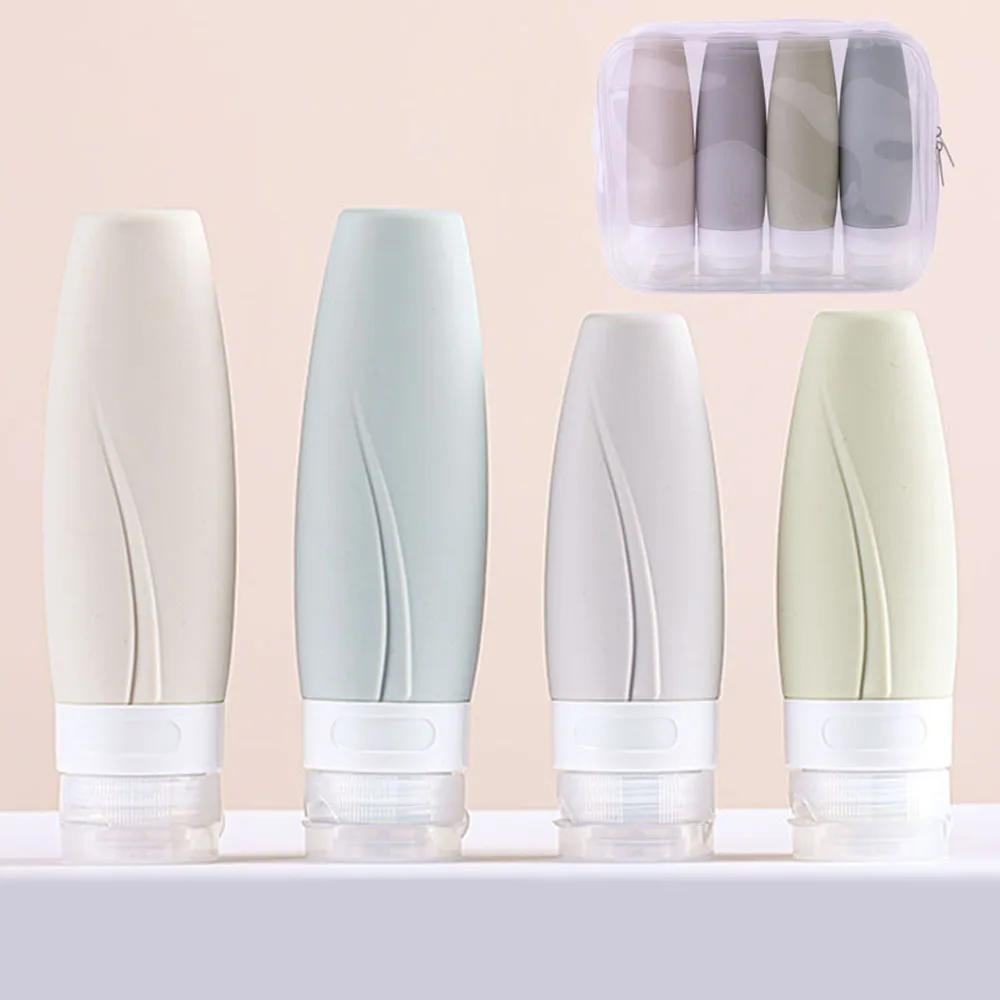 

Hot 60/90ml Portable Silicone Refillable Bottle Travelling Bottle Set Lotion Shampoo Cosmetic Squeeze Containers Storage Bottle