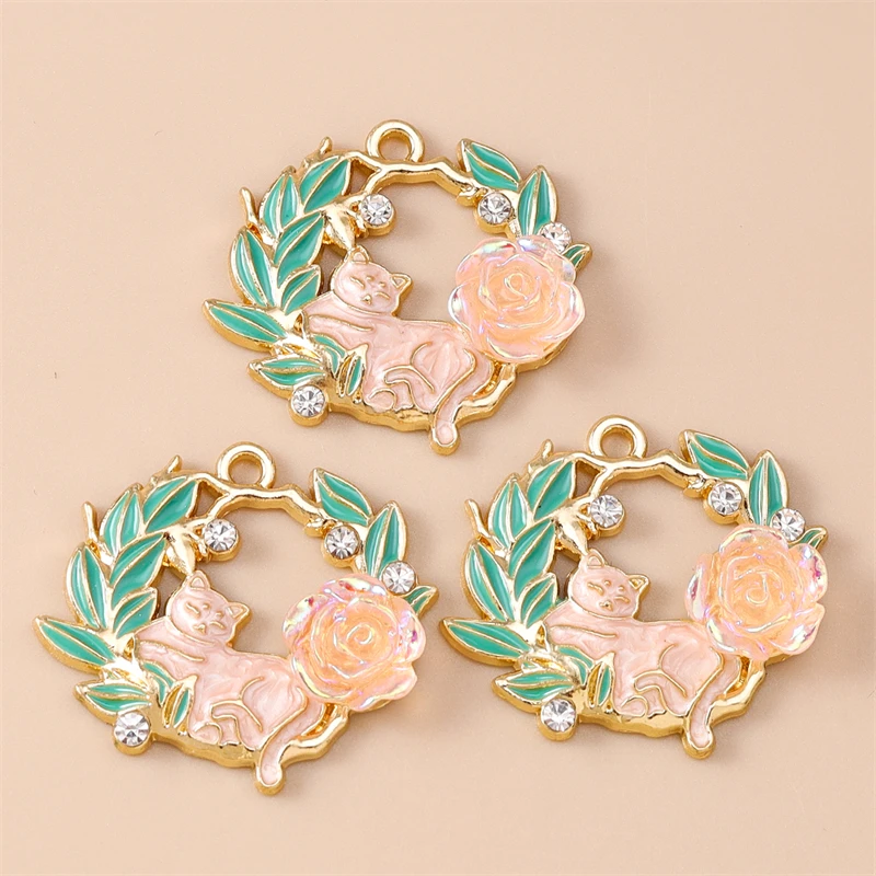 20 Stück Gemischte Cartoon-Tier- und Katzen-Anhänger, Emaille-Blumen-Charms für Schmuckherstellung, Halsketten, Ohrringe, Armbänder, DIY-Bastelgeschenke – Detail 18