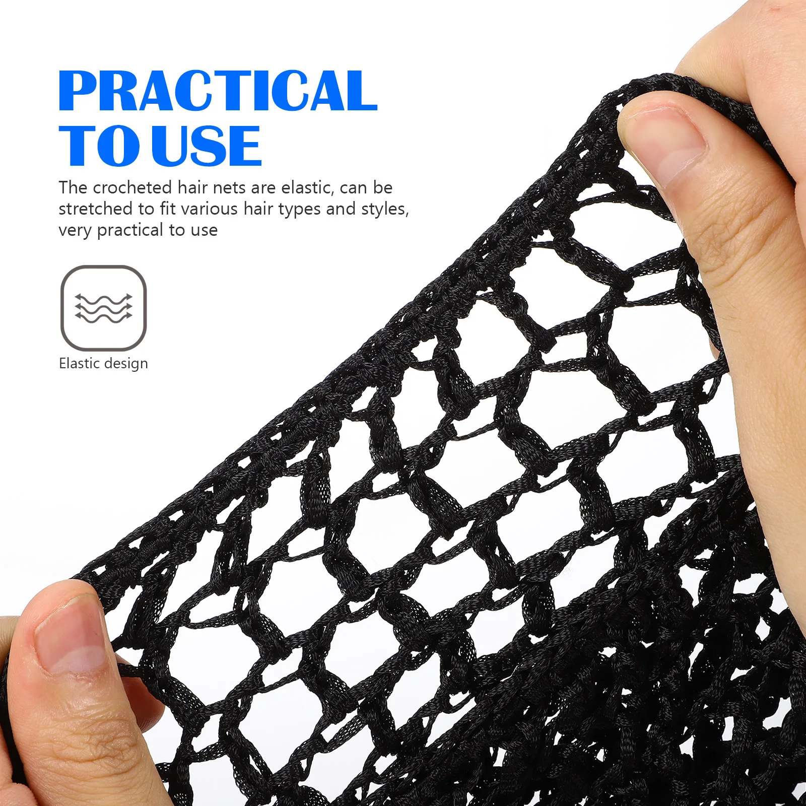 

6 Pcs Mesh Crochet Nets Elastic Polyester Women Curly Hair Breathable Bathing Thick Short Hair Cover Elastic