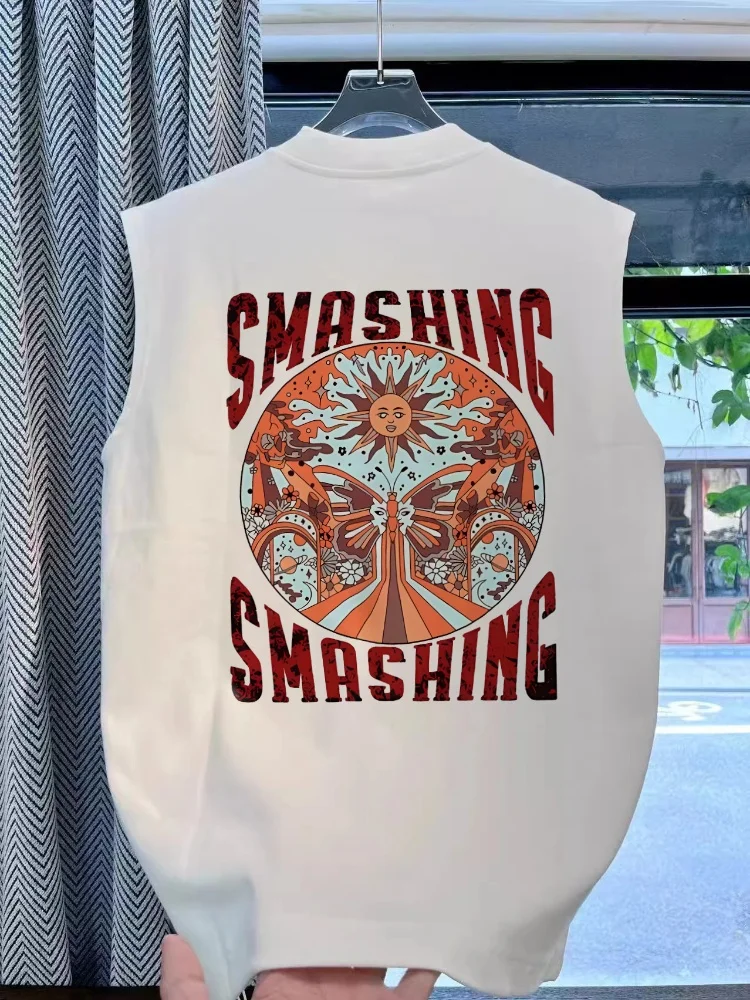 

Summer Cotton Vest T-Shirt Unisex Pure Cotton Cut Label Heavyweight Men's Women's Fashionable round Neck Brand Other
