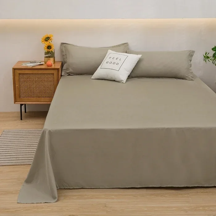 

Bed Flat Sheet for Double Bed Plain Solid Color Sheets Single/Queen/King Flat Bedsheets Soft Home Bed Sheets Student Dormitory