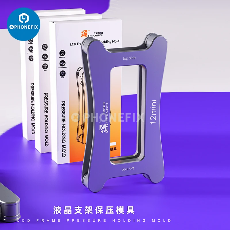 Alumínio liga LCD tela pressão segurando molde, M-triângulo Frame, iPhone X para 14 Pro Max
