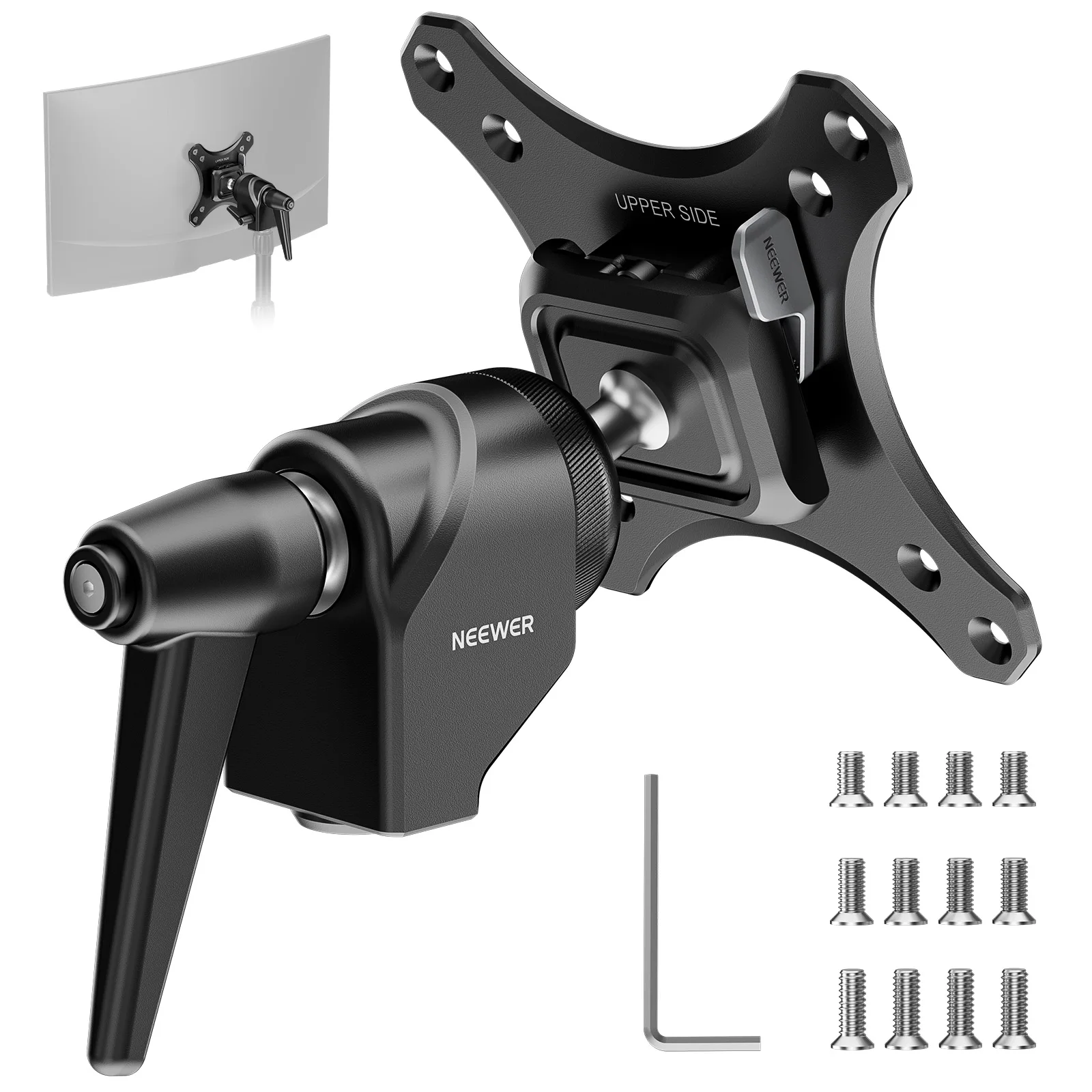 

NEEWER VESA Monitor Mount Adapter with Arca Quick Release 360° Rotatable Ball Head M4 Screw Light Stand Adapter for TV Screen