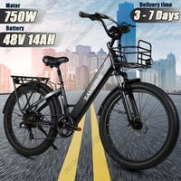 SAMEBIKE Electric Bicycle 750W Powerful Motor 48V14AH Battery Aluminum Alloy Aldult E Bike 26 Inch Tire Two Seat Electric Bike