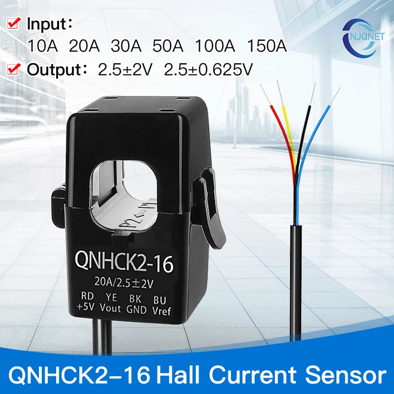 Snap-on Hall Current Sensor QNHCK2-16 10A 20A 50A 100A 2.5±2V 2.5V 0.625V split current transformer clamp ct current transducer - Image 2