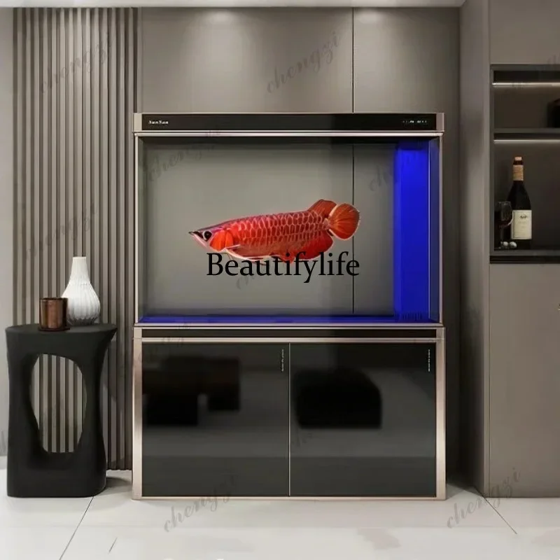 RR    Self-Cleaning Small Aquarium: Bottom Filter Fish Tank with Super Clear Glass, Eco Desktop Water Box for Home Office