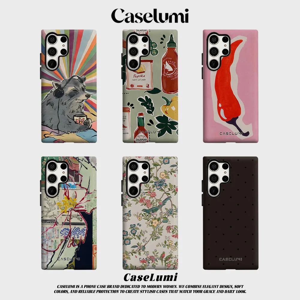 Chill Raccoon Vibes For Samsung Galaxy Phone Case S23 S20 S25 FE S24 Plus S26 Ultra 2-IN-1 Shockproof Bumper Hard PC