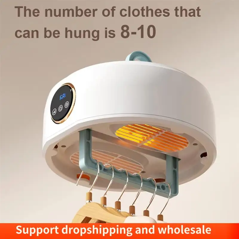 AA86 Clothes Dryer With Heater Fan, Travel Garment Drying Hanger Laundry Air Dehydrator With Timing Function US Plug