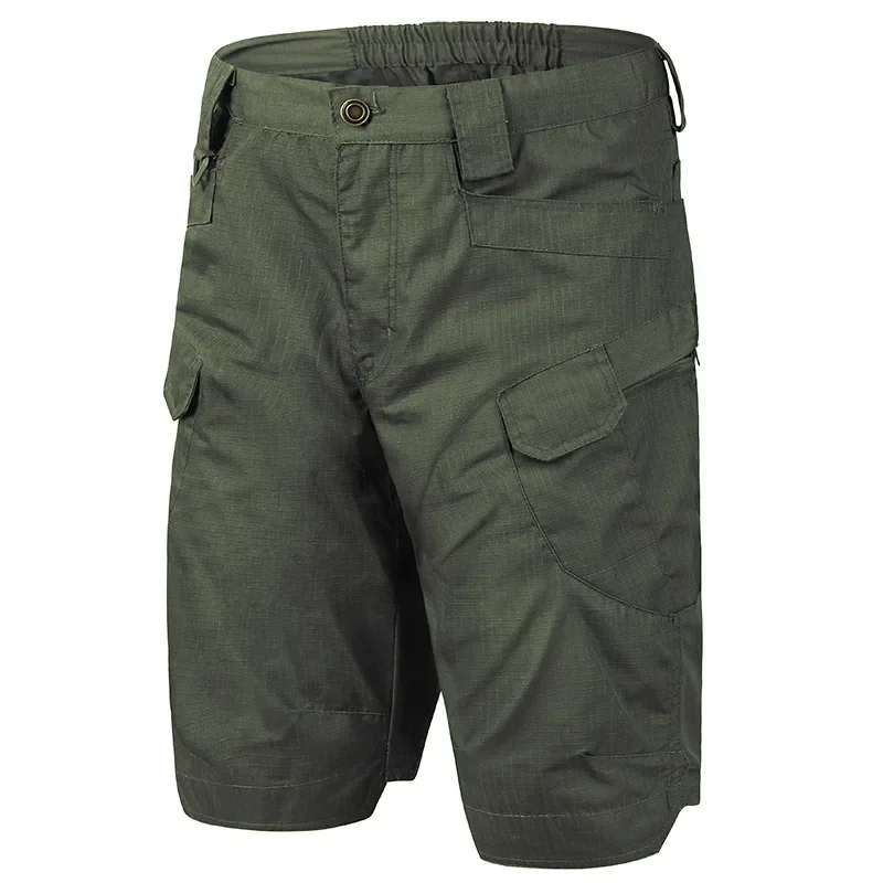 Pantalones de trabajo de estilo IX7 para acampar al aire libre, senderismo, pesca, ciclismo, resistentes al desgaste, anticorte con múltiples bolsillos, pantalones cortos de 5 puntos