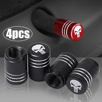 4pcs Skull Pattern Tire Valve Caps Decor Car Motorcycle Bike Aluminum Alloy Dustproof Cover Wheel Tyre Stem Valve Cap