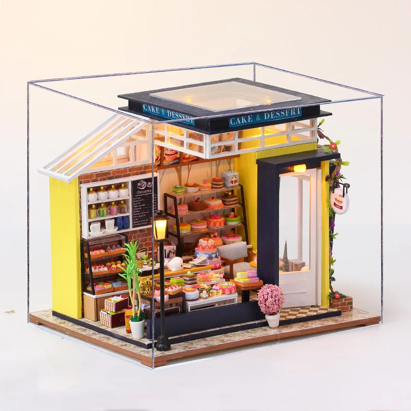 Mini Poppenhuis DIY Klein Huis 3D Puzzel Assemblage Gebouw Model Speelgoed Thuis Slaapkamer Decoratie Met Meubels LED Verlichting Geschenken