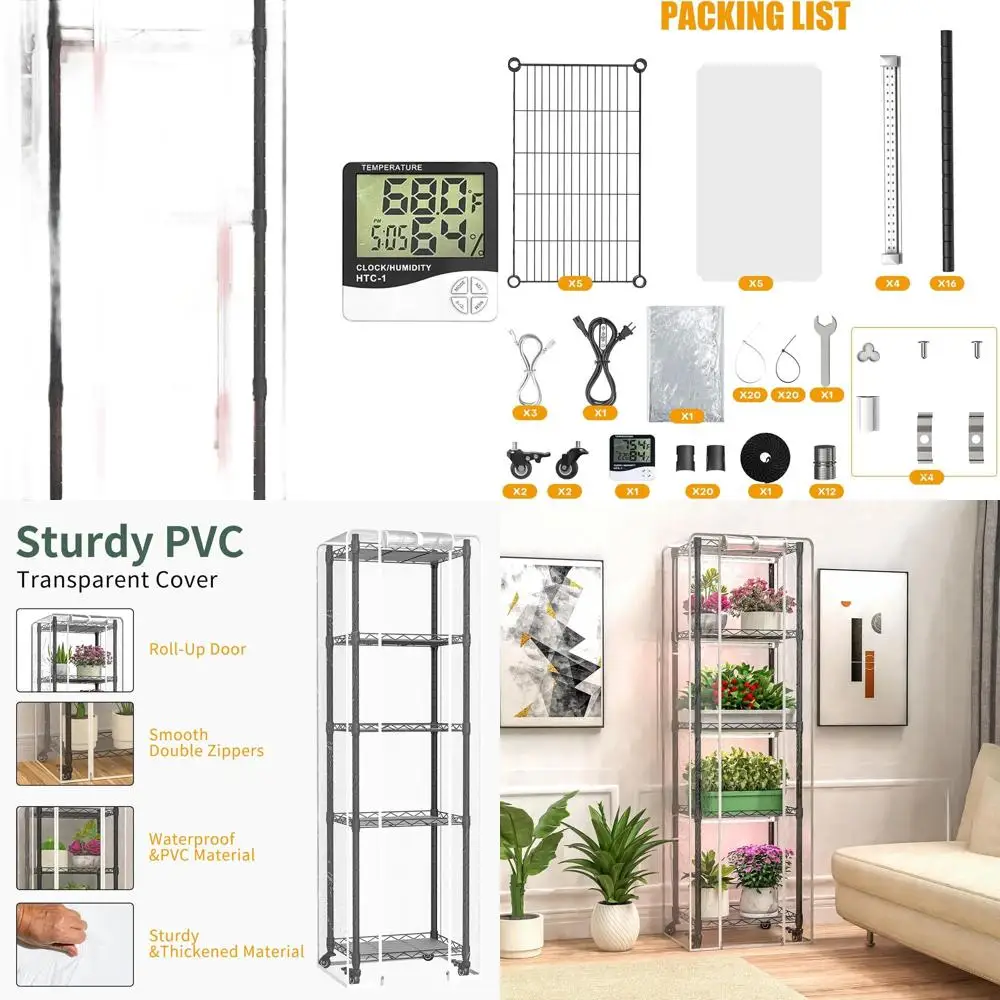 Mini estufa de 5 camadas com luzes de espectro completo de 40 W para germinação de sementes e termômetro