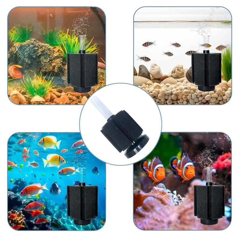 Bio Sponge Filter for Aquarium Fish Tank, Submersible Biochemical Filter with Airs Pump for Shrimp and Turtle, Multiple Sizes