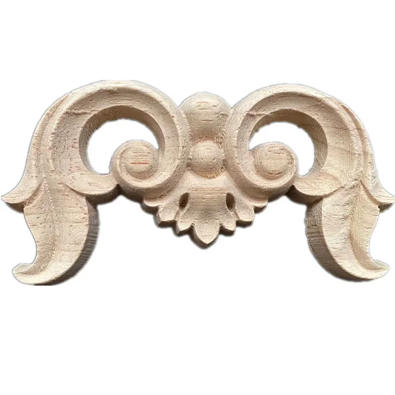 10cm Wood Carved Corner Onlay Applique Frame Door Decorate Wall Doors Furniture Decorative Modern Figurines Wooden Miniatures