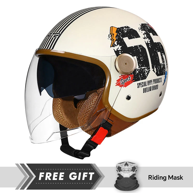 

Vintage 3/4 Open Face Motorcycle Helmet Lightweight Adult Men Women Retro Jet Helmet Scooter Curiser Chopper DOT ECE Approved