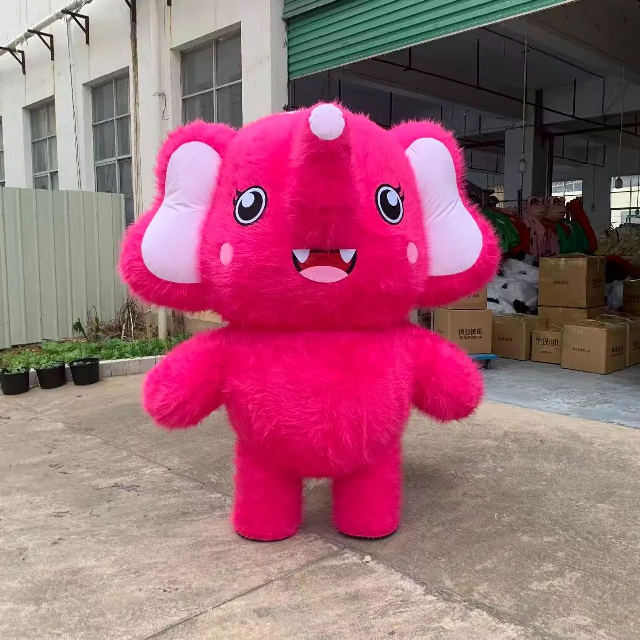 ชุดมาสคอตช้างสีชมพูแบบเป่าลม เดินได้ สำหรับงานคริสต์มาส การแสดงอนิเมะ งานปาร์ตี้ ไม่มีแบตเตอรี่ในตัว