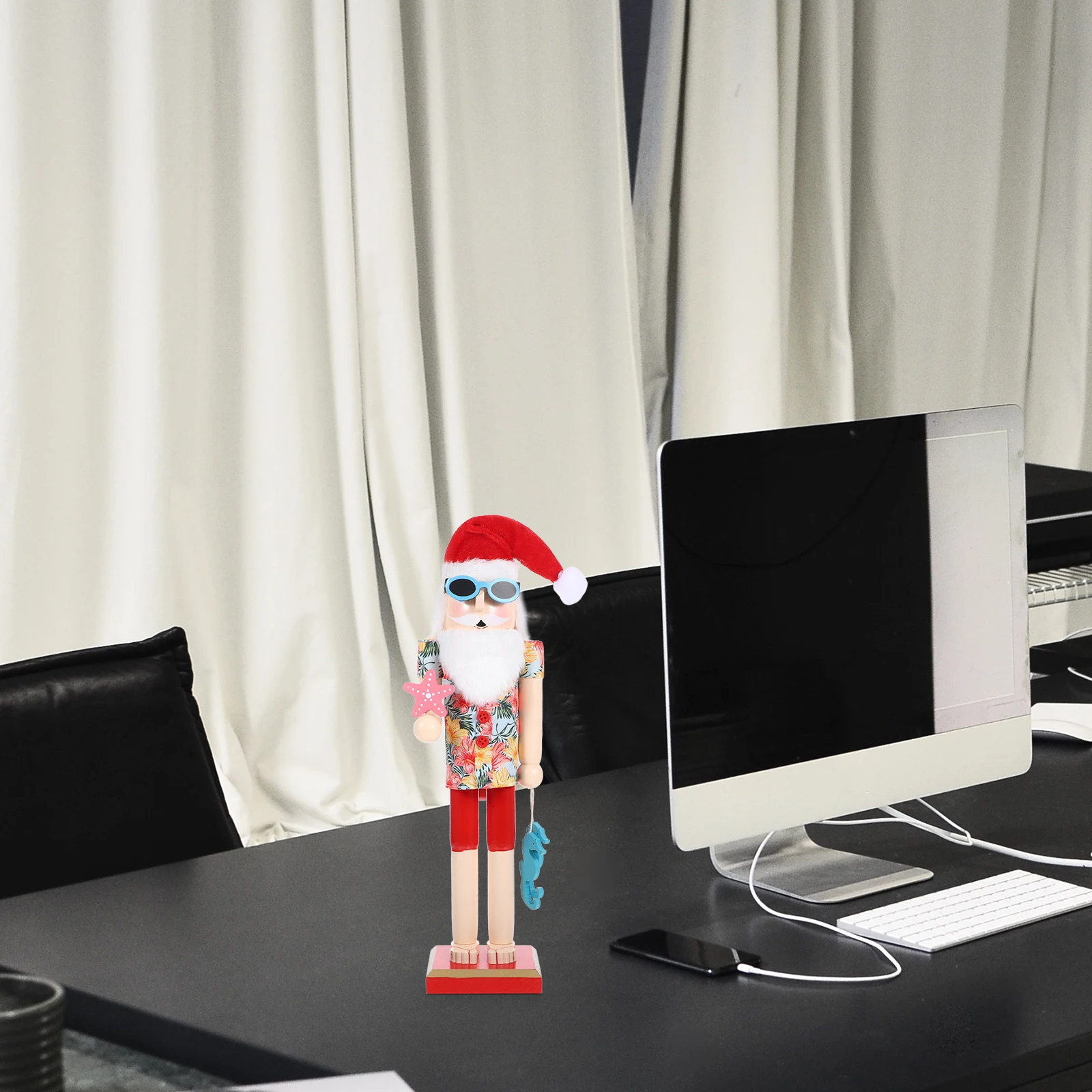 

Christmas Wooden Nutcracker Beach Santa Hawaiian Style Summer Nutcracker Unique Xmas Table Decoration Hawaiian Decoration