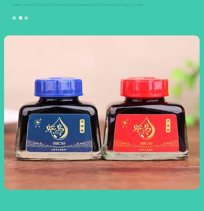 4 Farben Carbon-Flasche, 48-ml-Füllfederhaltertinte, Schwarz, Blau, Rot, Dunkelblau, nicht löschbar, Büro- und Schulbedarf – Detail 6