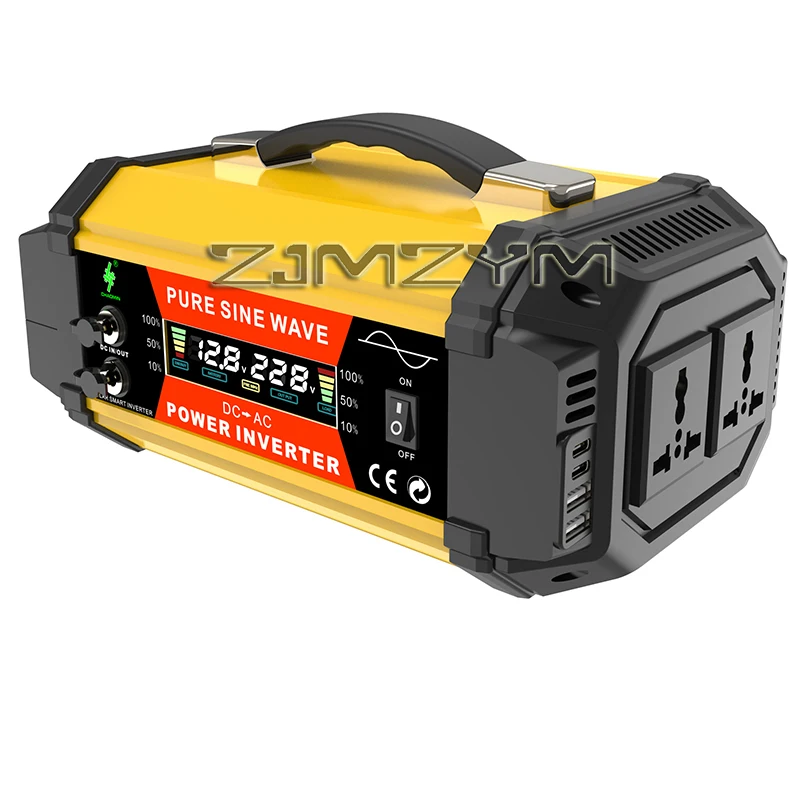 

Инвертор чистого синусоидального сигнала 500 Вт/800 Вт/1000 Вт, 12 В в 220 В, сверхмощный преобразователь для автомобилей, фургонов и уличного использования, адаптер-зарядное устройство