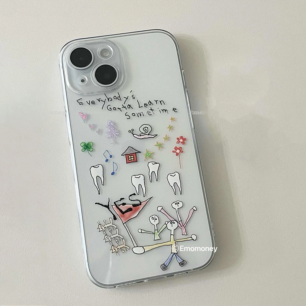 Cute Graffiti Drawing Phone Case For Samsung Galaxy S26 S25 S24 S23 S22 S21 S20 FE Note20 Note10 Edge Plus Ultra Lite 5G Clear #2