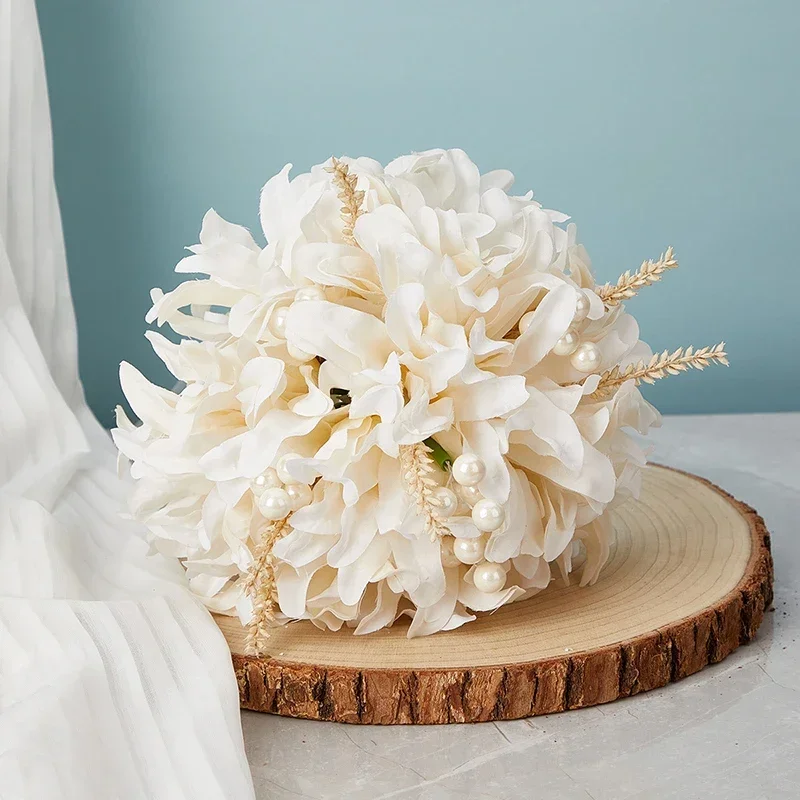 Bouquet de fleurs Nunlia pour patients de mariage, perle de ruban, style bohème, extérieur, jour de Léon, accessoires de photographie de mariage, 1 pièce