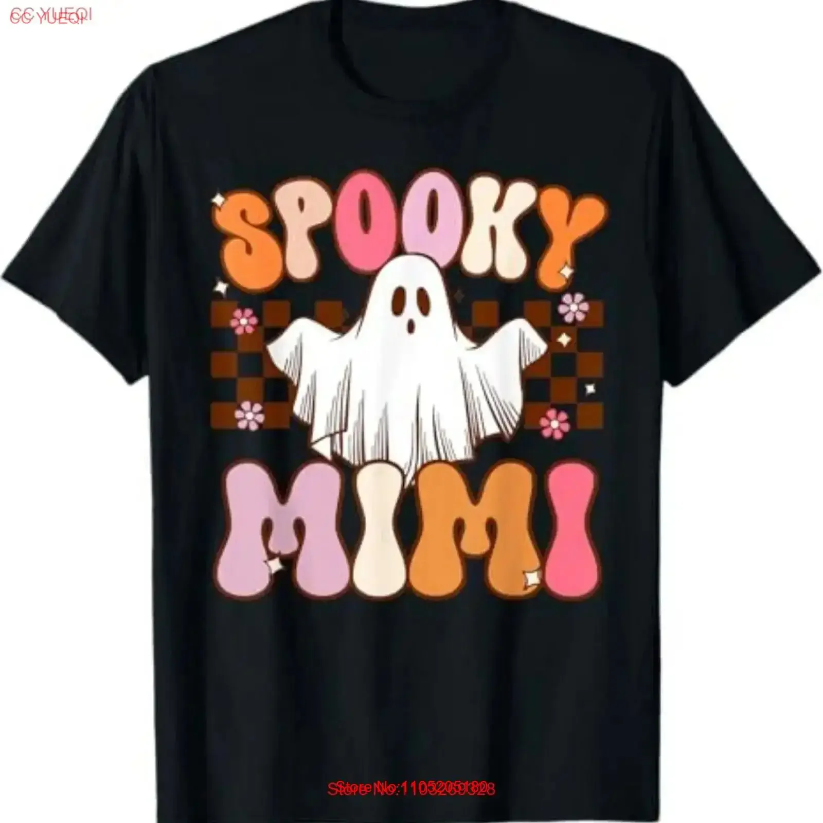 Spooky Mimi Halloween Grandma Ghost Costume Retro Groovy T shirt vintage Washed Comfortable Unisex Casual Versatile Breathable