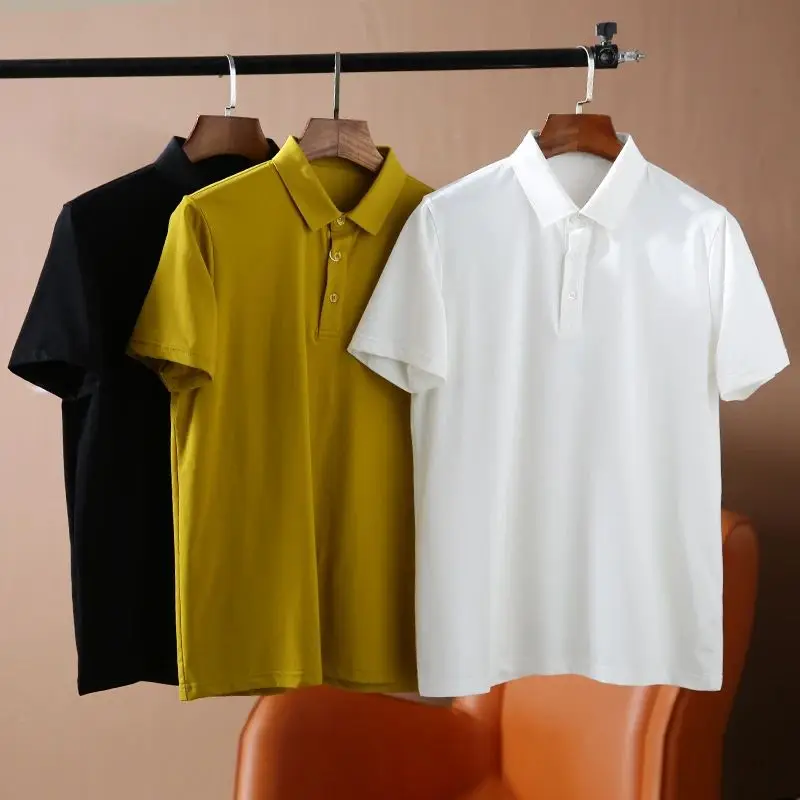 

High Quali Cool Feeling Bead und Fabric ort Sve irt Men's Color Turn Collar Summer New Faion Urban S...