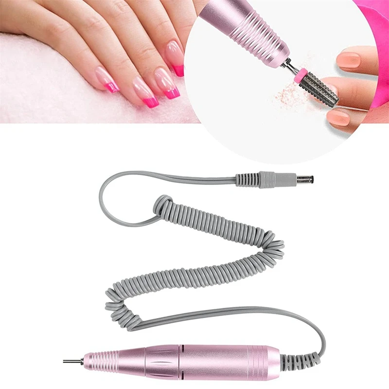 Electric Nail Drill Handle 35000RPM Nail Arts Drill Hand File Polish Grind Machine Manicure Drill Replacement Accessories Silver