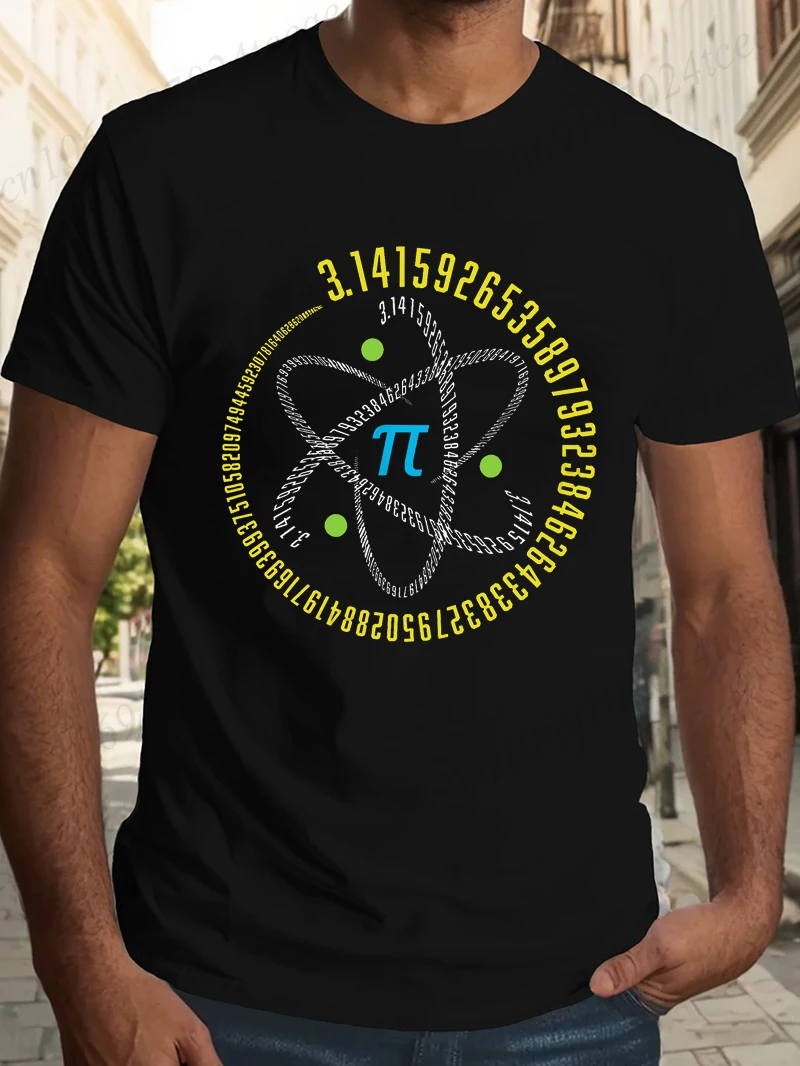 Homens casuais topos t engraçado 3.14 pi dia solto homem camiseta matemática moda feminina masculina t camisa de manga curta